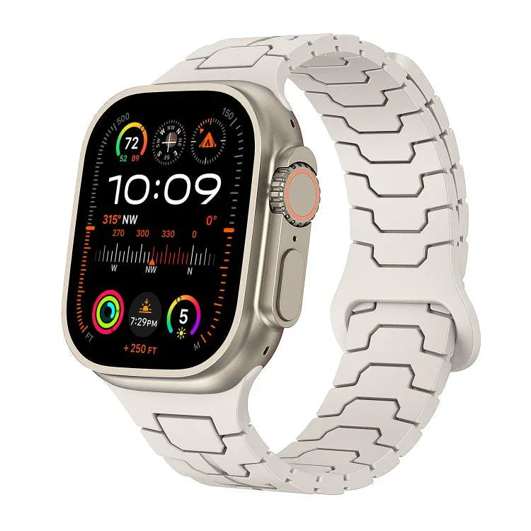 สายรัดนาฬิกาซิลิโคนแม่เหล็กลายเกล็ดมังกรเหล็ก สำหรับ Apple Watch ขนาด 46 มม. / 49 มม. / 45 มม. / 44 มม.