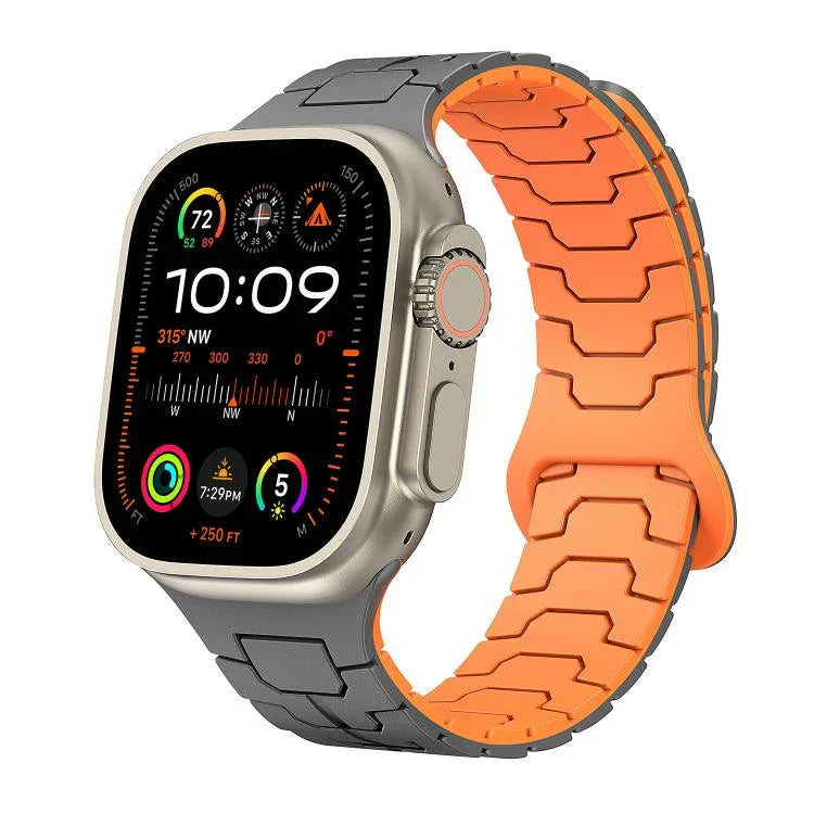 สายรัดนาฬิกาซิลิโคนแม่เหล็กลายเกล็ดมังกรเหล็ก สำหรับ Apple Watch ขนาด 46 มม. / 49 มม. / 45 มม. / 44 มม.
