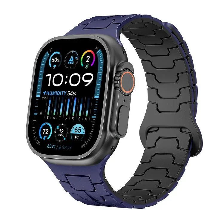สายรัดนาฬิกาซิลิโคนแม่เหล็กลายเกล็ดมังกรเหล็ก สำหรับ Apple Watch ขนาด 46 มม. / 49 มม. / 45 มม. / 44 มม.