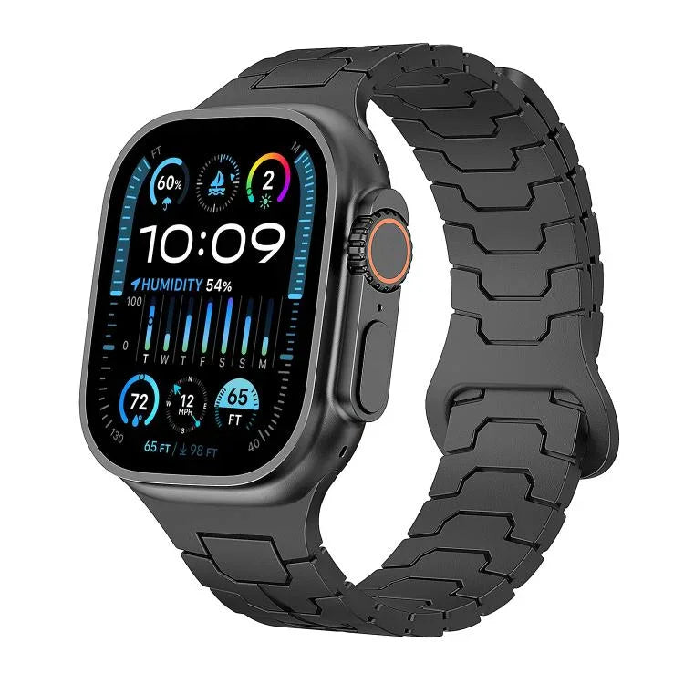 สายรัดนาฬิกาซิลิโคนแม่เหล็กลายเกล็ดมังกรเหล็ก สำหรับ Apple Watch ขนาด 46 มม. / 49 มม. / 45 มม. / 44 มม.