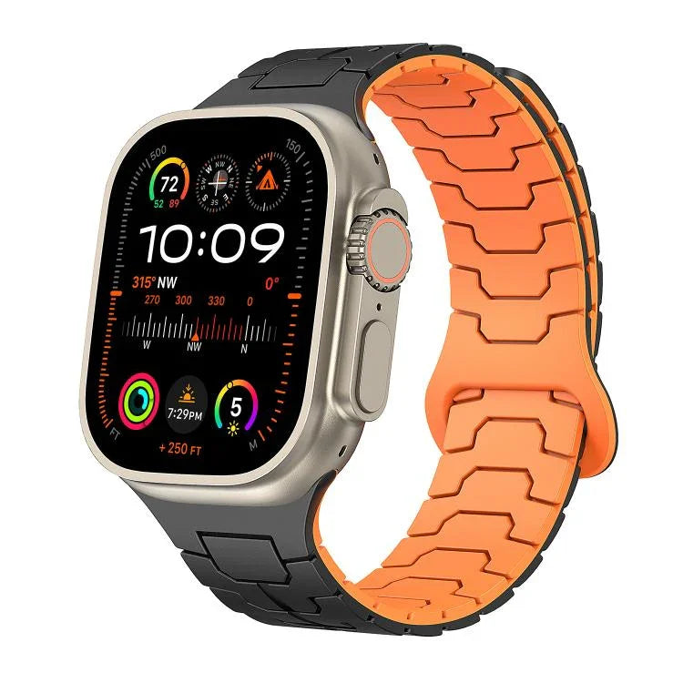 สายรัดนาฬิกาซิลิโคนแม่เหล็กลายเกล็ดมังกรเหล็ก สำหรับ Apple Watch ขนาด 46 มม. / 49 มม. / 45 มม. / 44 มม.
