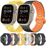 สายรัดนาฬิกาซิลิโคนแม่เหล็กลายเกล็ดมังกรเหล็ก สำหรับ Apple Watch ขนาด 46 มม. / 49 มม. / 45 มม. / 44 มม.