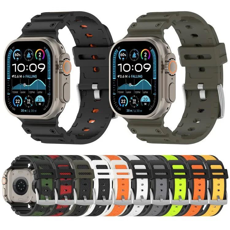 สายรัดนาฬิกาซิลิโคนสองสีลายเพชร สำหรับ Apple Watch ขนาด 46 มม. / 49 มม. / 45 มม. / 44 มม.