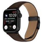 สายรัดนาฬิกาหนังหัวเข็มขัดหลังเต่าลายลิ้นจี่สีดำ สำหรับ Apple Watch ขนาด 46 มม. / 49 มม. / 45 มม. / 44 มม. สำหรับ Apple Watch ขนาด 42 มม. / 41 มม. / 40 มม. / 38 มม.