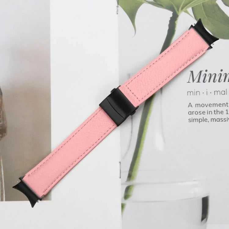 สายรัดนาฬิกาหนังหัวเข็มขัดลายเต่าพื้นผิวลิ้นจี่สีดำแบบปลดเร็ว สำหรับ Samsung Galaxy Watch 7 ขนาด 40 / 44 มม.