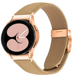 สายรัดนาฬิกาหนังหัวเข็มขัดลายเต่าพื้นผิวลิ้นจี่สีโรสโกลด์ สำหรับ Samsung Galaxy Watch 7 ขนาด 40 / 44 มม.