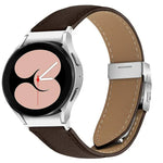 สายรัดนาฬิกาหนังลายลิ้นจี่พร้อมหัวเข็มขัดหลังเต่าสีเงิน สำหรับ Samsung Galaxy Watch 7 40 / 44mm
