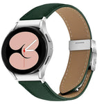 สายรัดนาฬิกาหนังลายลิ้นจี่พร้อมหัวเข็มขัดหลังเต่าสีเงิน สำหรับ Samsung Galaxy Watch 7 40 / 44mm