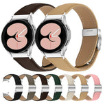 สายรัดนาฬิกาหนังลายลิ้นจี่พร้อมหัวเข็มขัดหลังเต่าสีเงิน สำหรับ Samsung Galaxy Watch 7 40 / 44mm