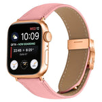 สายรัดนาฬิกาหนังหัวเข็มขัดหลังเต่าลายลิ้นจี่สีโรสโกลด์ สำหรับ Apple Watch ขนาด 46 มม. / 49 มม. / 45 มม. / 44 มม. สำหรับ Apple Watch ขนาด 42 มม. / 41 มม. / 40 มม. / 38 มม.