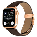 สายรัดนาฬิกาหนังหัวเข็มขัดหลังเต่าลายลิ้นจี่สีโรสโกลด์ สำหรับ Apple Watch ขนาด 46 มม. / 49 มม. / 45 มม. / 44 มม. สำหรับ Apple Watch ขนาด 42 มม. / 41 มม. / 40 มม. / 38 มม.
