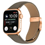 สายรัดนาฬิกาหนังหัวเข็มขัดหลังเต่าลายลิ้นจี่สีโรสโกลด์ สำหรับ Apple Watch ขนาด 46 มม. / 49 มม. / 45 มม. / 44 มม. สำหรับ Apple Watch ขนาด 42 มม. / 41 มม. / 40 มม. / 38 มม.