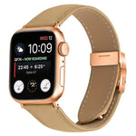 สายรัดนาฬิกาหนังหัวเข็มขัดหลังเต่าลายลิ้นจี่สีโรสโกลด์ สำหรับ Apple Watch ขนาด 46 มม. / 49 มม. / 45 มม. / 44 มม. สำหรับ Apple Watch ขนาด 42 มม. / 41 มม. / 40 มม. / 38 มม.