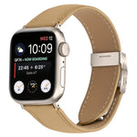 สายรัดนาฬิกาหนังหัวเข็มขัดหลังเต่าลายลิ้นจี่สีสตาร์ไลท์ สำหรับ Apple Watch ขนาด 46 มม. / 49 มม. / 45 มม. / 44 มม. สำหรับ Apple Watch ขนาด 42 มม. / 41 มม. / 40 มม. / 38 มม.