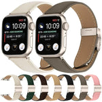 สายรัดนาฬิกาหนังหัวเข็มขัดหลังเต่าลายลิ้นจี่สีสตาร์ไลท์ สำหรับ Apple Watch ขนาด 46 มม. / 49 มม. / 45 มม. / 44 มม. สำหรับ Apple Watch ขนาด 42 มม. / 41 มม. / 40 มม. / 38 มม.