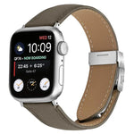 สายรัดนาฬิกาหนังหัวเข็มขัดหลังเต่าลายลิ้นจี่สีเงิน สำหรับ Apple Watch ขนาด 46 มม. / 49 มม. / 45 มม. / 44 มม. สำหรับ Apple Watch ขนาด 42 มม. / 41 มม. / 40 มม. / 38 มม.