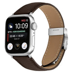 สายรัดนาฬิกาหนังหัวเข็มขัดหลังเต่าลายลิ้นจี่สีเงิน สำหรับ Apple Watch ขนาด 46 มม. / 49 มม. / 45 มม. / 44 มม. สำหรับ Apple Watch ขนาด 42 มม. / 41 มม. / 40 มม. / 38 มม.