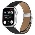 สายรัดนาฬิกาหนังหัวเข็มขัดหลังเต่าลายลิ้นจี่สีเงิน สำหรับ Apple Watch ขนาด 46 มม. / 49 มม. / 45 มม. / 44 มม. สำหรับ Apple Watch ขนาด 42 มม. / 41 มม. / 40 มม. / 38 มม.