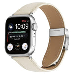 สายรัดนาฬิกาหนังหัวเข็มขัดหลังเต่าลายลิ้นจี่สีเงิน สำหรับ Apple Watch ขนาด 46 มม. / 49 มม. / 45 มม. / 44 มม. สำหรับ Apple Watch ขนาด 42 มม. / 41 มม. / 40 มม. / 38 มม.