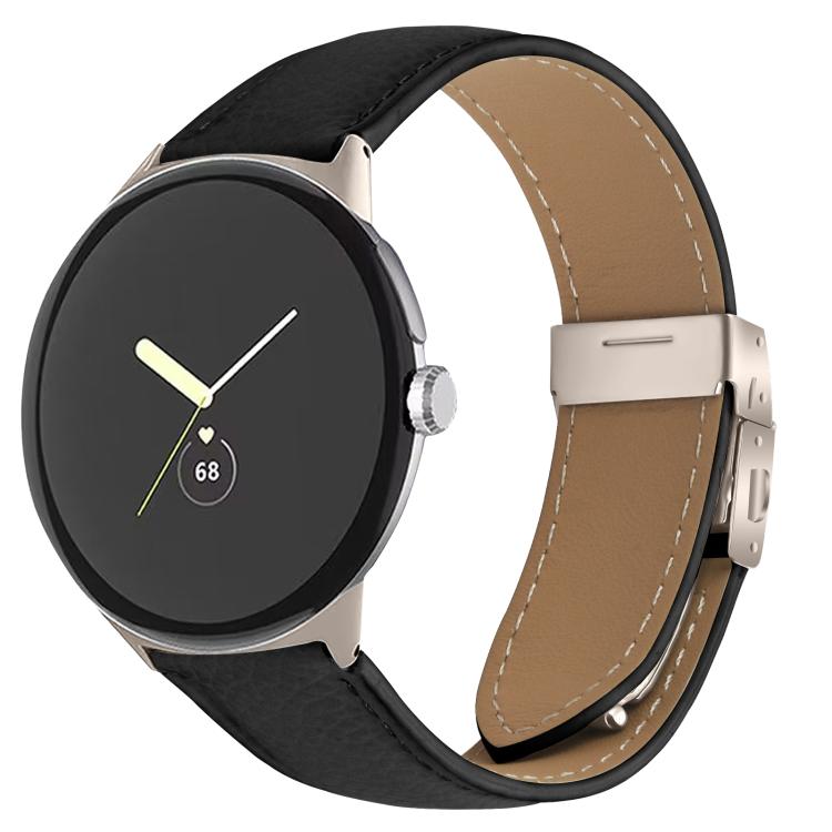 สายรัดนาฬิกาหนังลายลิ้นจี่พร้อมหัวเข็มขัดลายกระดองเต่า สำหรับ Google Pixel Watch 4 / 3 / 2 / 1 ขนาด 41 มม.