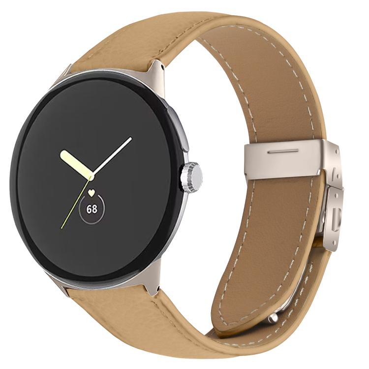 สายรัดนาฬิกาหนังลายลิ้นจี่พร้อมหัวเข็มขัดลายกระดองเต่า สำหรับ Google Pixel Watch 4 / 3 / 2 / 1 ขนาด 41 มม.