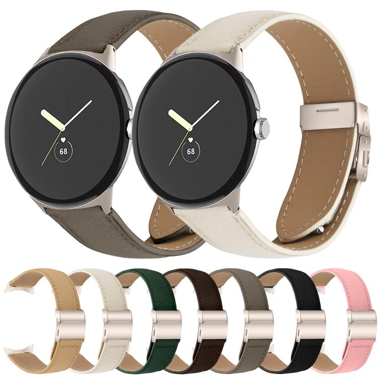สายรัดนาฬิกาหนังลายลิ้นจี่พร้อมหัวเข็มขัดลายกระดองเต่า สำหรับ Google Pixel Watch 4 / 3 / 2 / 1 ขนาด 41 มม.