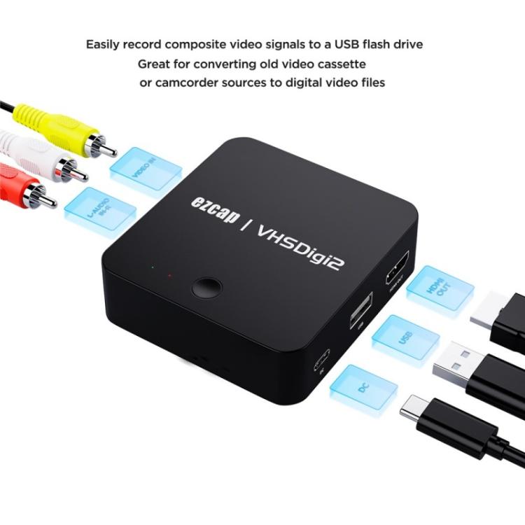 กล่องจับภาพวิดีโอ Ezcap 181P เครื่องบันทึก AV VHS เป็น MP4 รุ่น VHSDigi2, Ezcap 181P