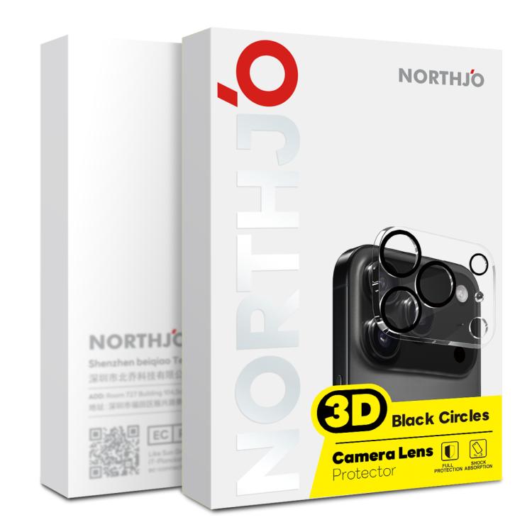ฟิล์มกระจกนิรภัยป้องกันเลนส์กล้อง 3D ถ่ายกลางคืน NORTHJO 2 ชิ้น สำหรับ iPhone 17 Pro Max, สำหรับ iPhone 17 Pro, สำหรับ iPhone 17, สำหรับ iPhone Air