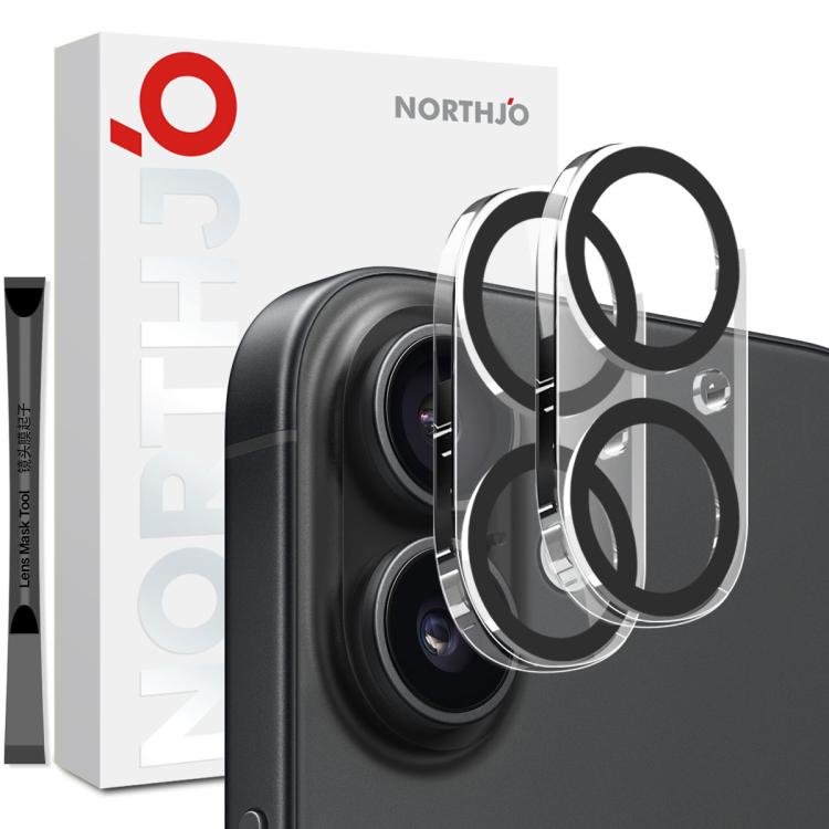 ฟิล์มกระจกนิรภัยป้องกันเลนส์กล้อง 3D ถ่ายกลางคืน NORTHJO 2 ชิ้น สำหรับ iPhone 17 Pro Max, สำหรับ iPhone 17 Pro, สำหรับ iPhone 17, สำหรับ iPhone Air
