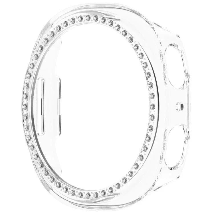 Single Row Diamond Half Coverage Hollow PC Watch Case, For Samsung Galaxy Watch 8 44mm, For Samsung Galaxy Watch 8 40mm