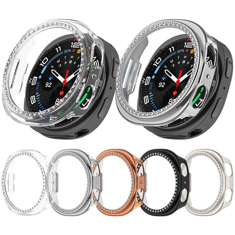 เคสป้องกันนาฬิกา PC กลวงครอบครึ่งแถวเพชรเดี่ยว สำหรับ Samsung Galaxy Watch 8 44mm, สำหรับ Samsung Galaxy Watch 8 40mm