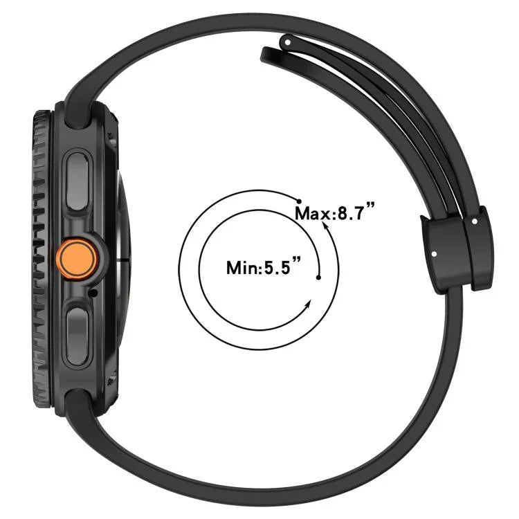 สายรัดนาฬิกาซิลิโคนหัวเข็มขัดแม่เหล็กพับได้ สำหรับ Samsung Galaxy Watch8 / Watch8 Classic