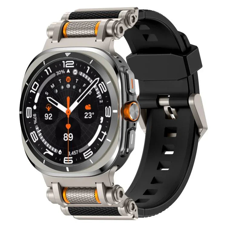 สายรัดนาฬิกาซิลิโคนพร้อมตัวเชื่อมต่อโลหะ สำหรับ Samsung Galaxy Watch Ultra 47mm / Ultra 2025