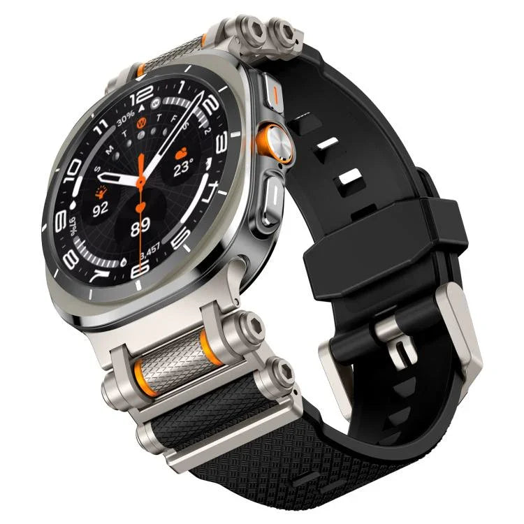 สายรัดนาฬิกาซิลิโคนพร้อมตัวเชื่อมต่อโลหะ สำหรับ Samsung Galaxy Watch Ultra 47mm / Ultra 2025
