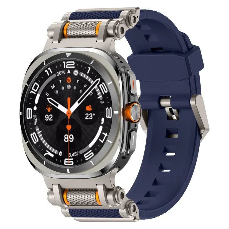 สายรัดนาฬิกาซิลิโคนพร้อมตัวเชื่อมต่อโลหะ สำหรับ Samsung Galaxy Watch Ultra 47mm / Ultra 2025