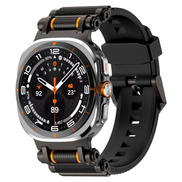 สายรัดนาฬิกาซิลิโคนพร้อมตัวเชื่อมต่อโลหะ สำหรับ Samsung Galaxy Watch Ultra 47mm / Ultra 2025