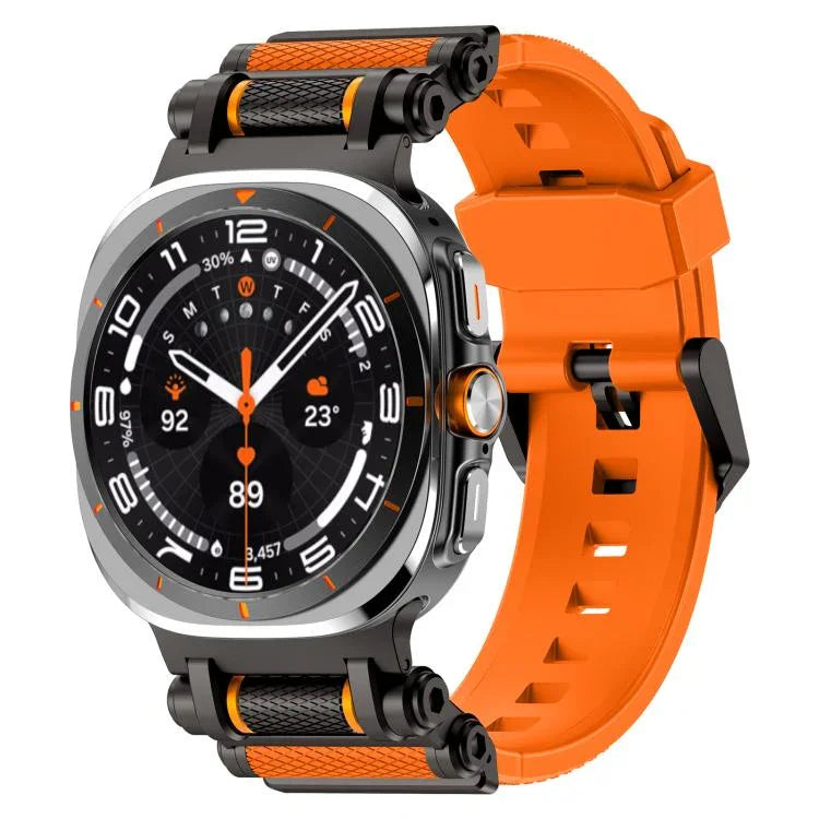 สายรัดนาฬิกาซิลิโคนพร้อมตัวเชื่อมต่อโลหะ สำหรับ Samsung Galaxy Watch Ultra 47mm / Ultra 2025