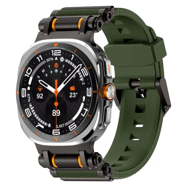 สายรัดนาฬิกาซิลิโคนพร้อมตัวเชื่อมต่อโลหะ สำหรับ Samsung Galaxy Watch Ultra 47mm / Ultra 2025