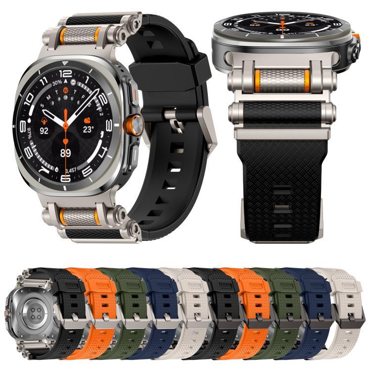 สายรัดนาฬิกาซิลิโคนพร้อมตัวเชื่อมต่อโลหะ สำหรับ Samsung Galaxy Watch Ultra 47mm / Ultra 2025