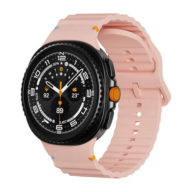 สายซิลิโคนหัวล็อกสีเย็บลายเม็ดคลื่นสำหรับ Samsung Galaxy Watch8 / Watch8 Classic