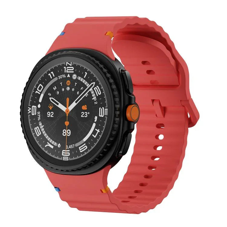 สายซิลิโคนหัวล็อกสีเย็บลายเม็ดคลื่นสำหรับ Samsung Galaxy Watch8 / Watch8 Classic
