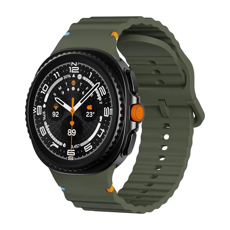 สายซิลิโคนหัวล็อกสีเย็บลายเม็ดคลื่นสำหรับ Samsung Galaxy Watch8 / Watch8 Classic