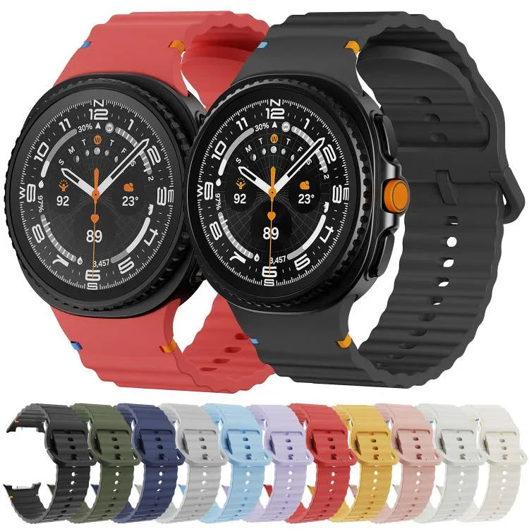 สายซิลิโคนหัวล็อกสีเย็บลายเม็ดคลื่นสำหรับ Samsung Galaxy Watch8 / Watch8 Classic