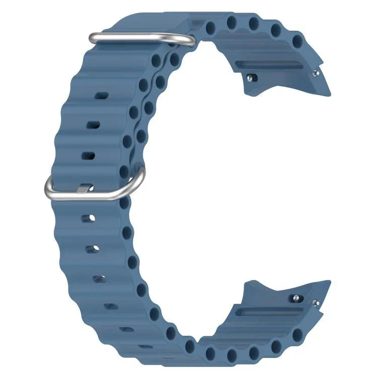 Marine Silver Buckle Silicone Watch Band, For Samsung Galaxy Watch 7 40 / 44mm