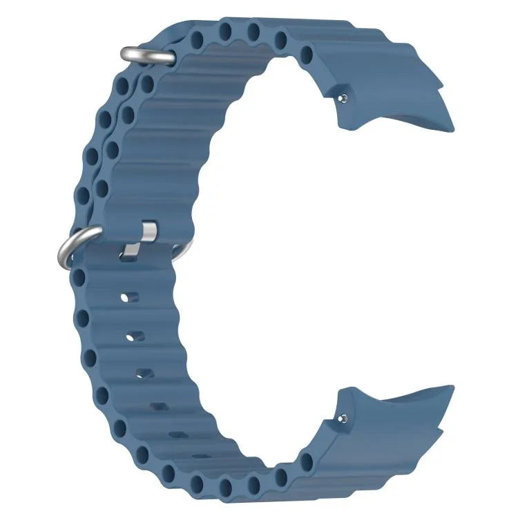 Marine Silver Buckle Silicone Watch Band, For Samsung Galaxy Watch 7 40 / 44mm