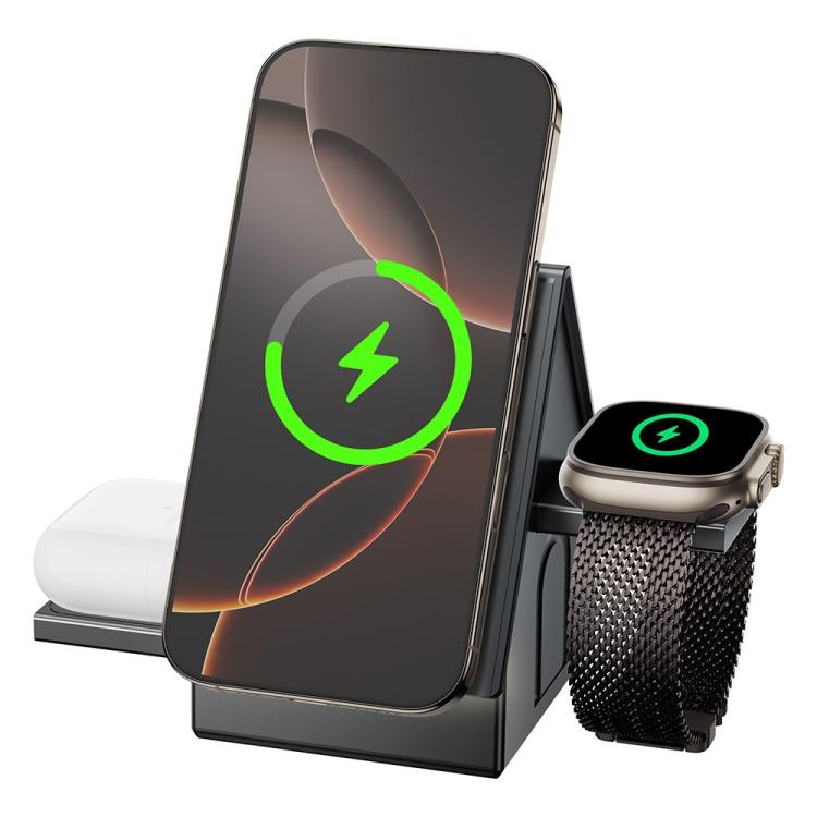 G68 แท่นชาร์จแม่เหล็กตั้งโต๊ะ 15W 3 in 1 สำหรับนาฬิกา โทรศัพท์ และหูฟัง รุ่น G68