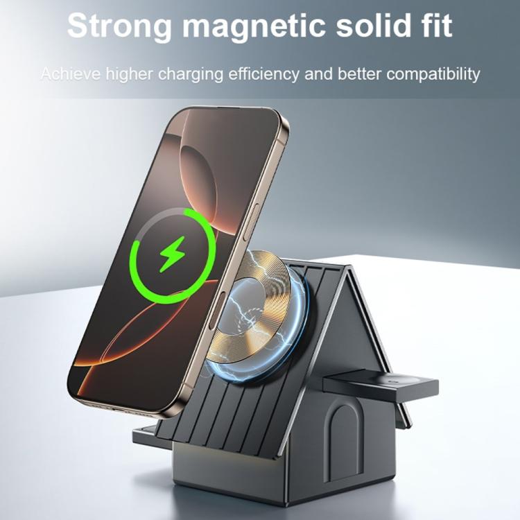G68 แท่นชาร์จแม่เหล็กตั้งโต๊ะ 15W 3 in 1 สำหรับนาฬิกา โทรศัพท์ และหูฟัง รุ่น G68