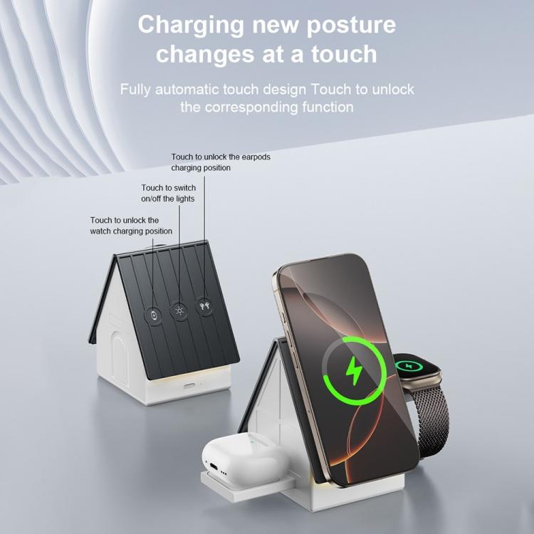 G68 แท่นชาร์จแม่เหล็กตั้งโต๊ะ 15W 3 in 1 สำหรับนาฬิกา โทรศัพท์ และหูฟัง รุ่น G68