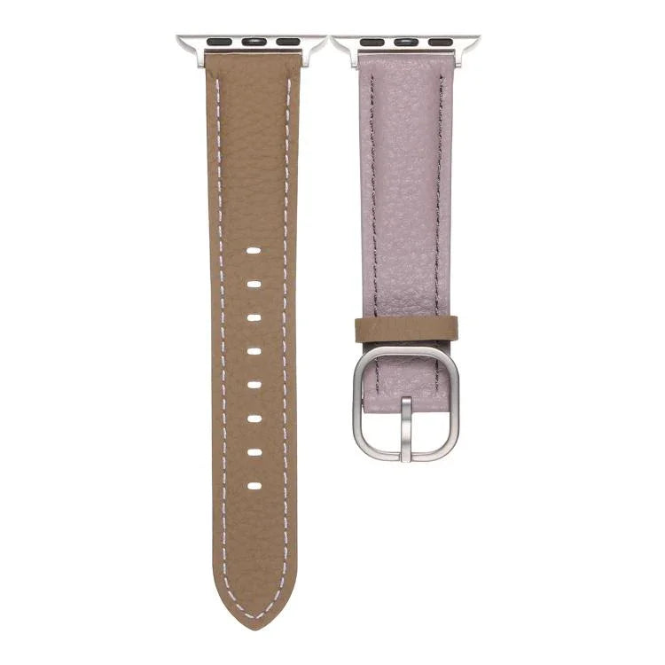สายรัดนาฬิกาหนังแท้ลายลิทชี่หัวเข็มขัดสี่เหลี่ยม สำหรับ Apple Watch 46mm / 49mm / 45mm / 44mm, สำหรับ Apple Watch 42mm / 41mm / 40mm / 38mm