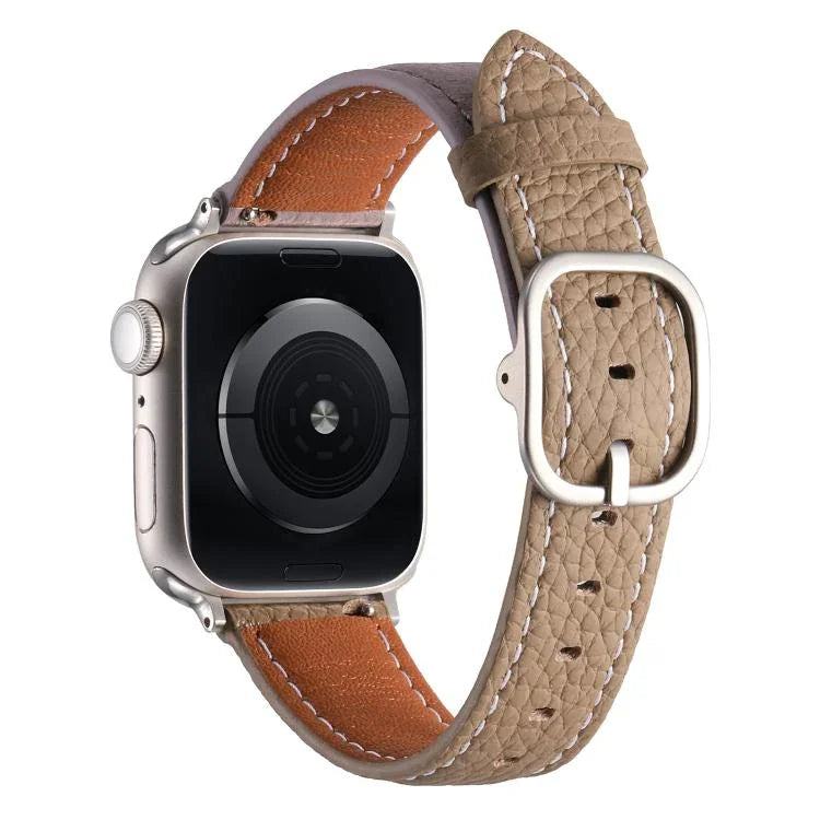 สายรัดนาฬิกาหนังแท้ลายลิทชี่หัวเข็มขัดสี่เหลี่ยม สำหรับ Apple Watch 46mm / 49mm / 45mm / 44mm, สำหรับ Apple Watch 42mm / 41mm / 40mm / 38mm